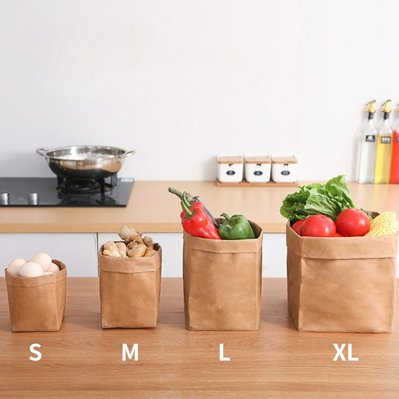 Food Storage Bags Reusable - Saco de papel kraft lavável, sacos
