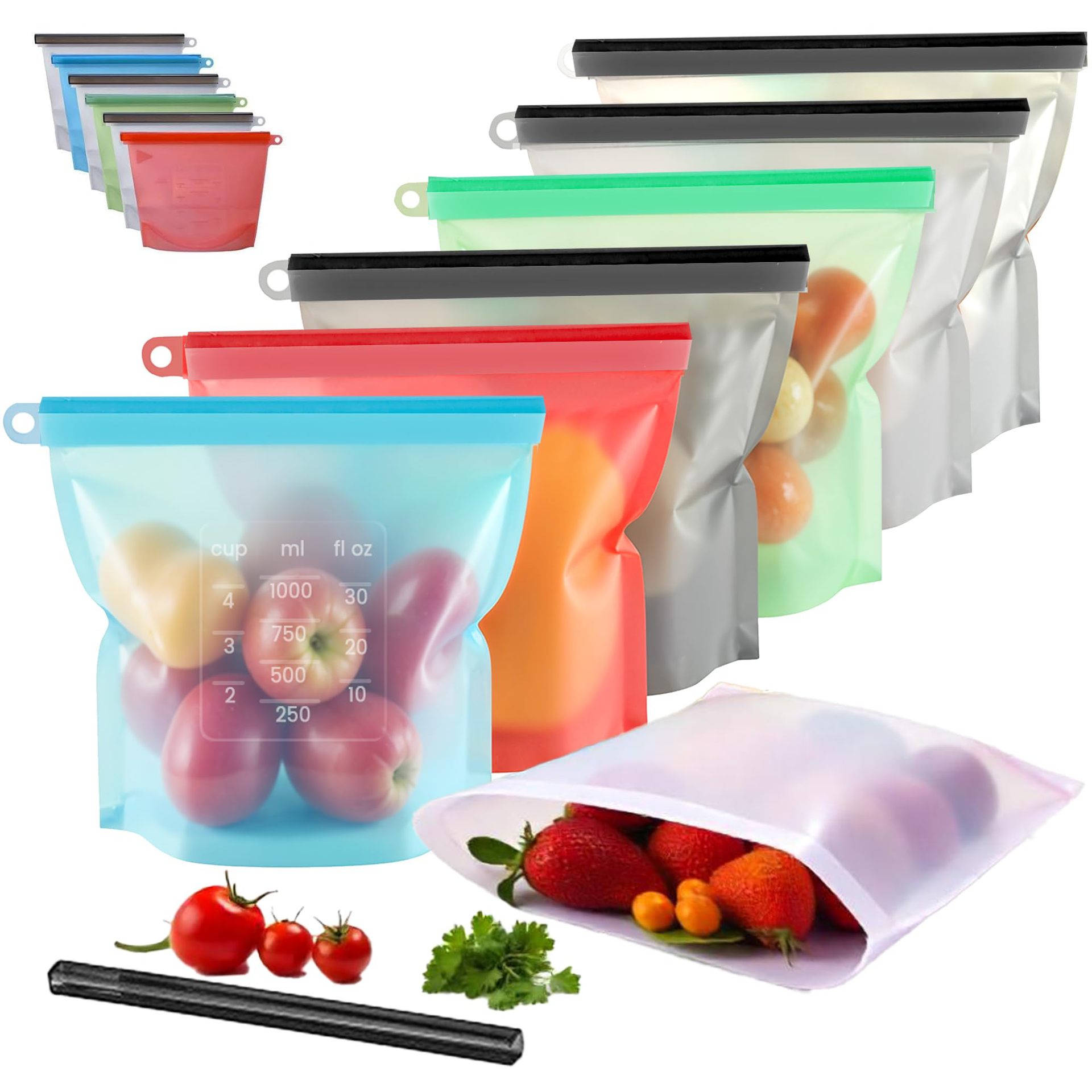 Food Storage Bags Reusable - 5 pçs recipientes de armazenamento de