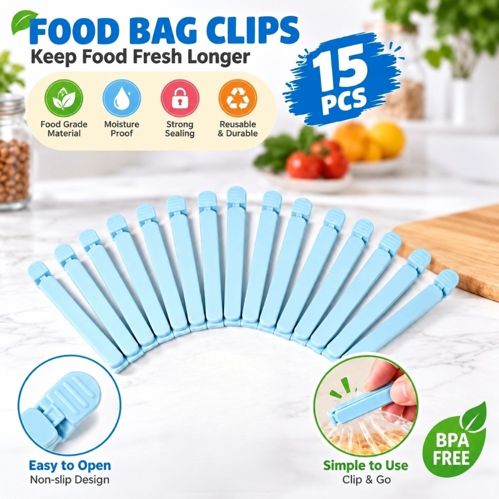 Food Storage Practices - 15 unidades de clipes de plástico