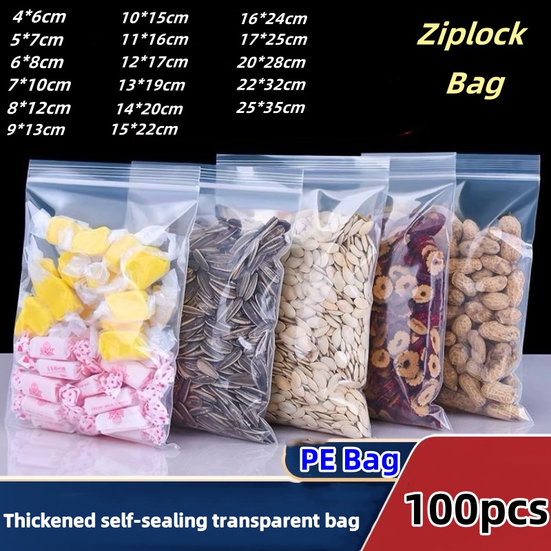 Food Storage With Lock - Sacos transparentes com zíper para armazenamento
