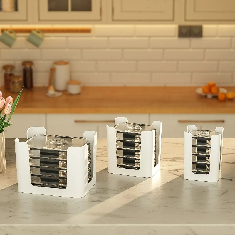 Food Storage In Cabinets - 3PCS Organizador de Armazenamento com Tampa