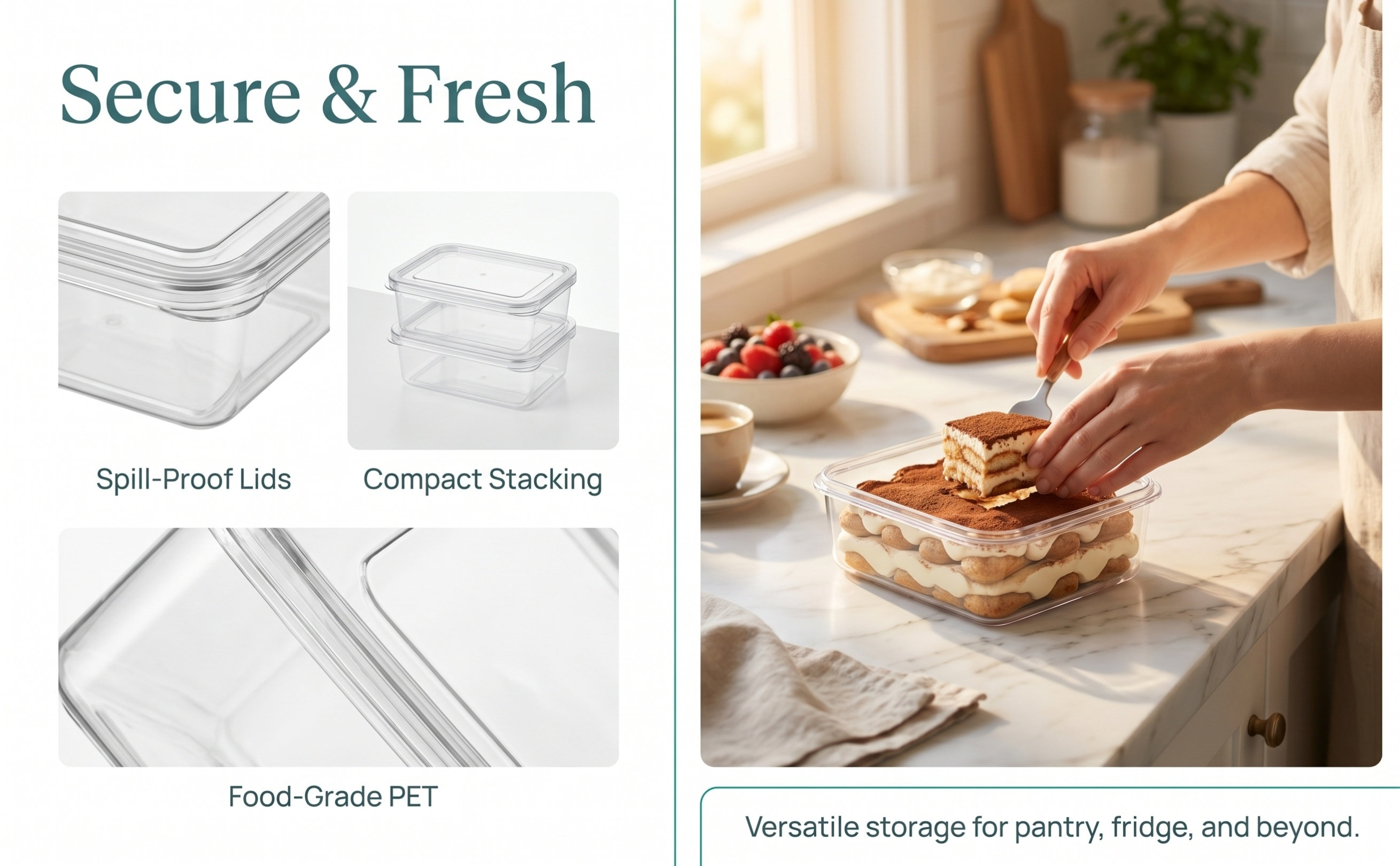 Food Storage And Safety - 10 unidades de caixas transparentes para