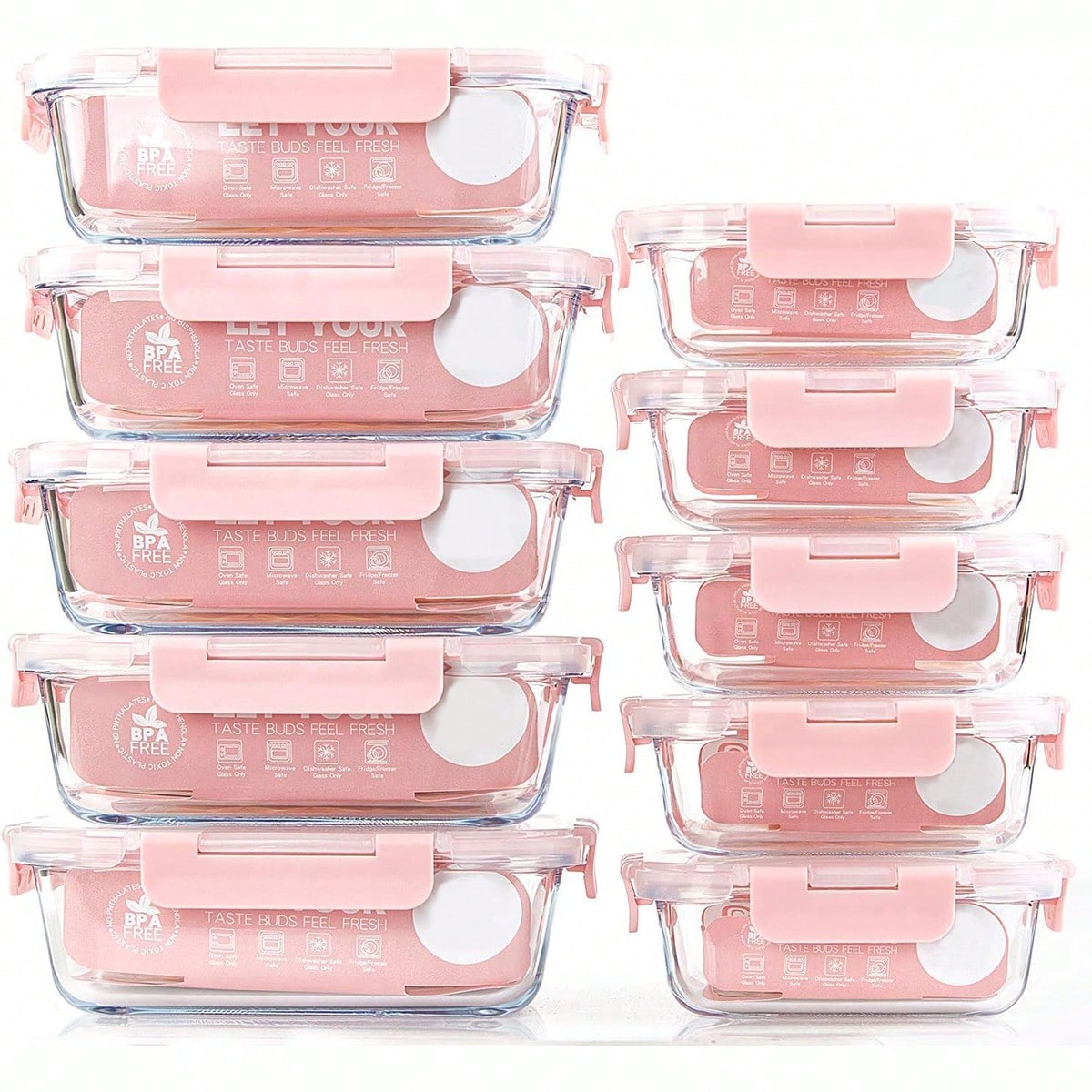 Food Storage Boxes With Lids - Conjunto de 10 Recipientes de Vidro