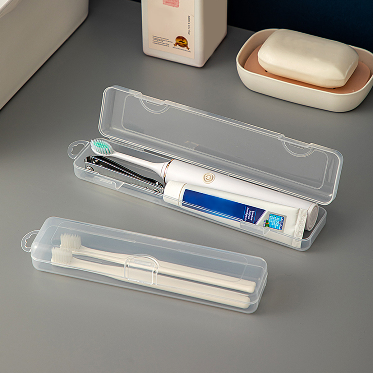 Food Storage With Dividers - WORTHBUY Escova Caixa Organizador Transparente Caso