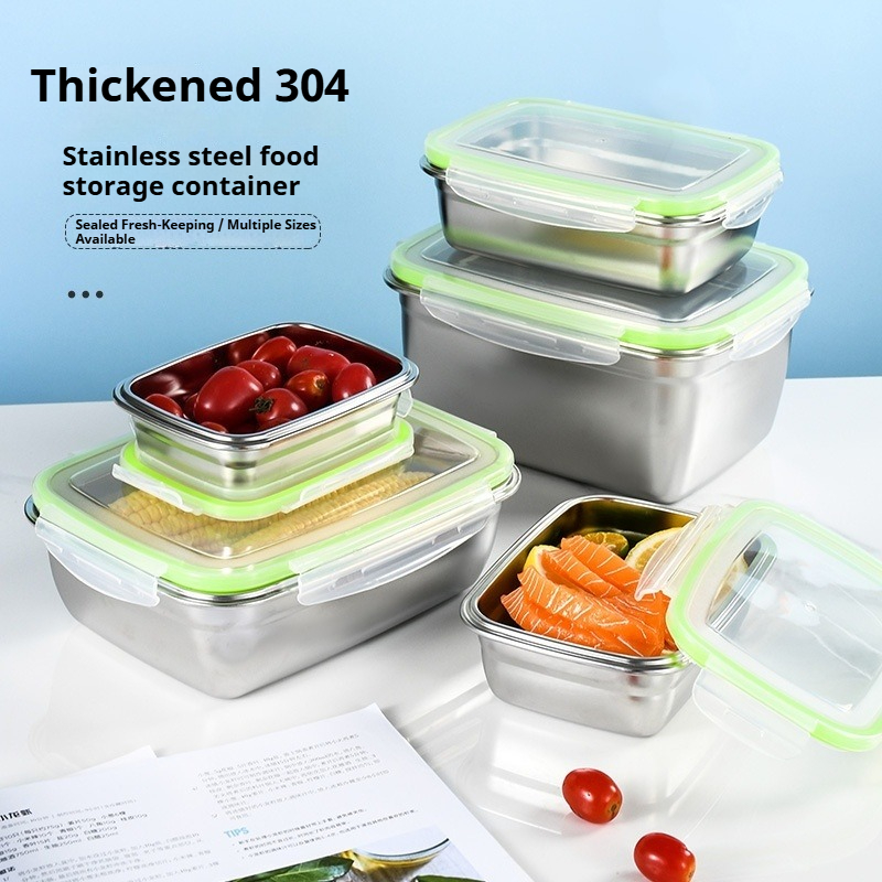 Food Storage Boxes With Lids - Conjunto de lancheira de aço inoxidável