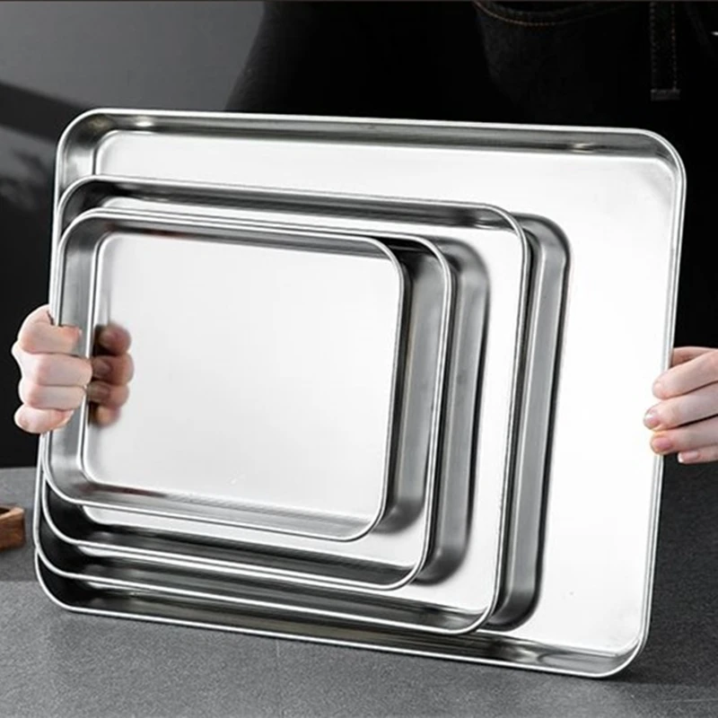 Food Storage Restaurant - Bandejas Retangulares de Aço Inoxidável para