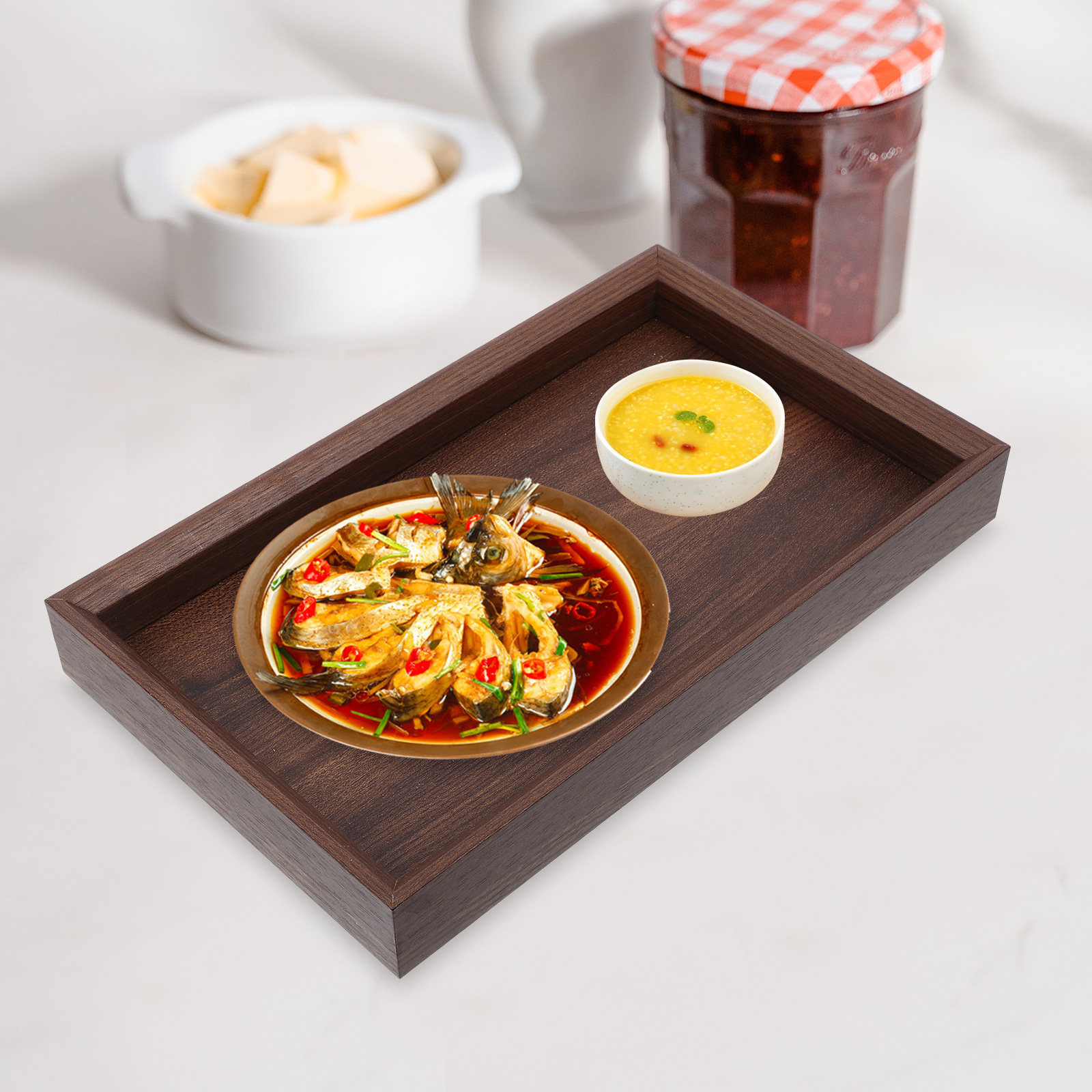 Food Storage Restaurant - Bandeja de Chá em Madeira de