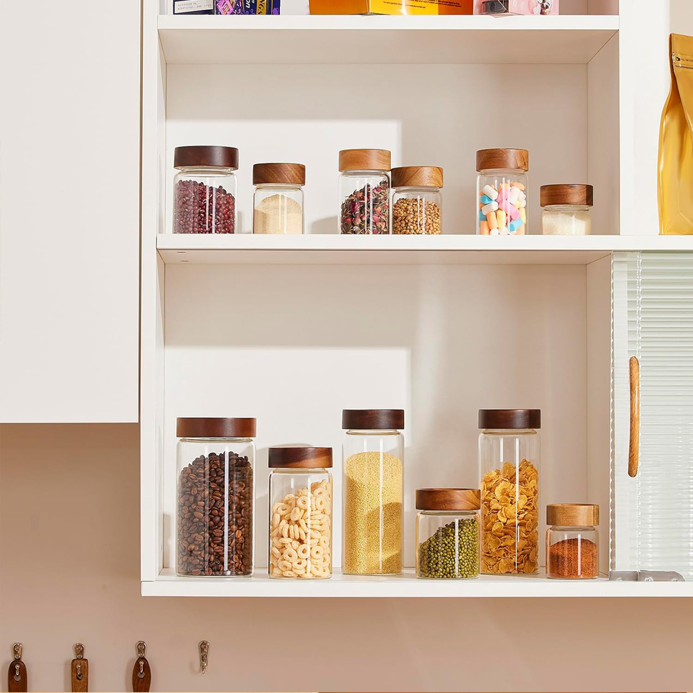 Potes de Vidro para Armazename - Food Storage Jars With Wooden Lids avaliação e preço