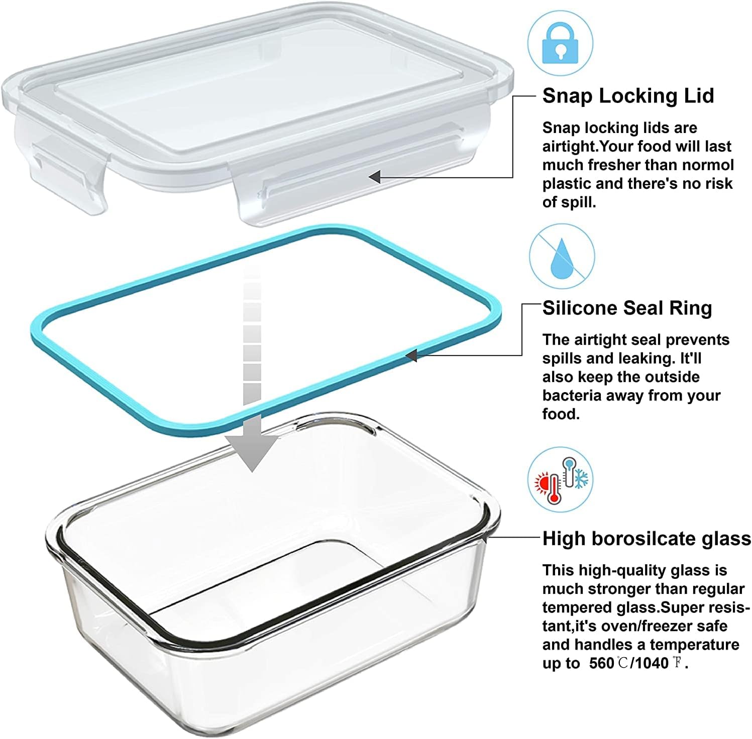 Conjunto de 18 recipientes de  - Food Storage With Glass Lids avaliação e preço