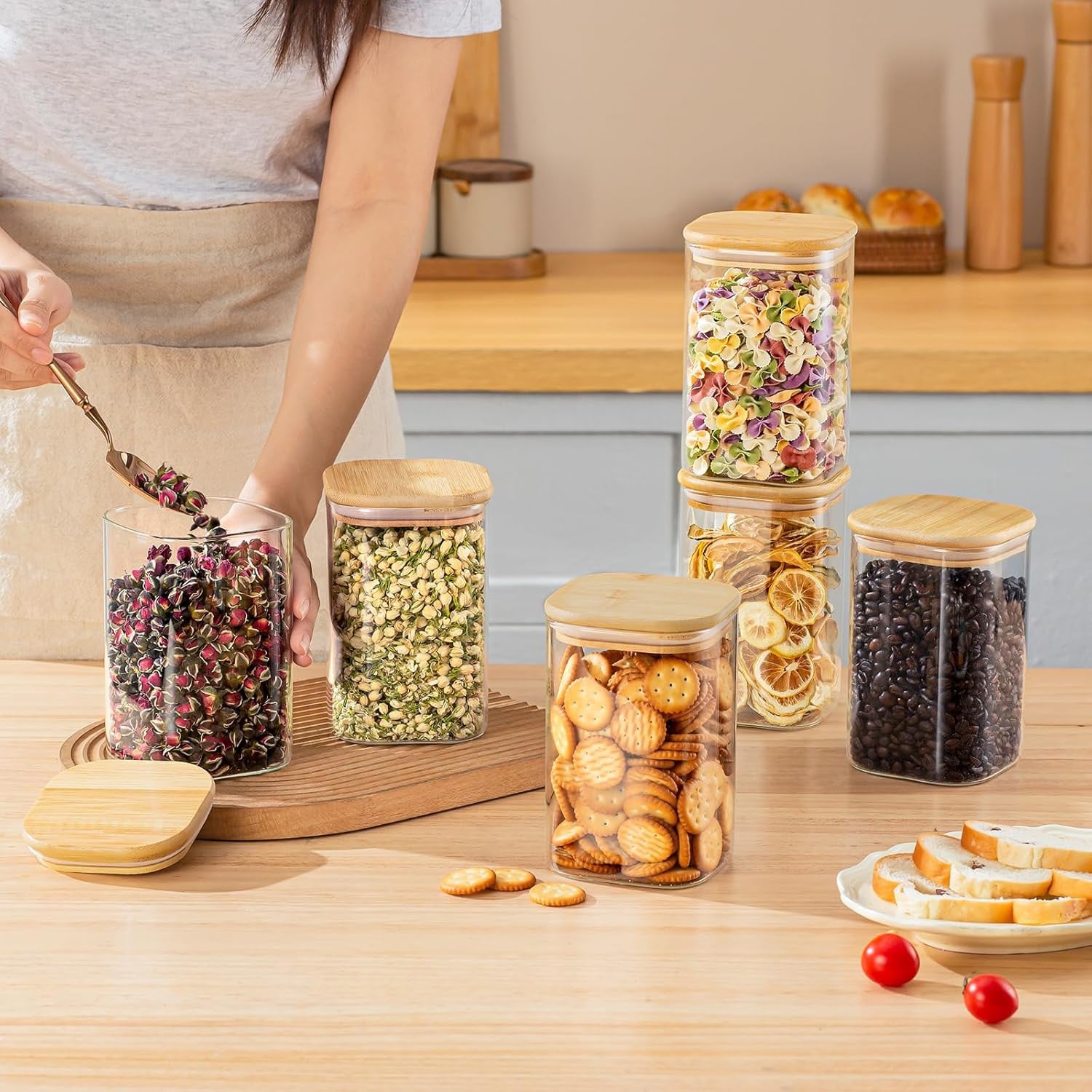 Conjunto de 6 Potes de Vidro p - Food Storage With Glass Lids avaliação e preço