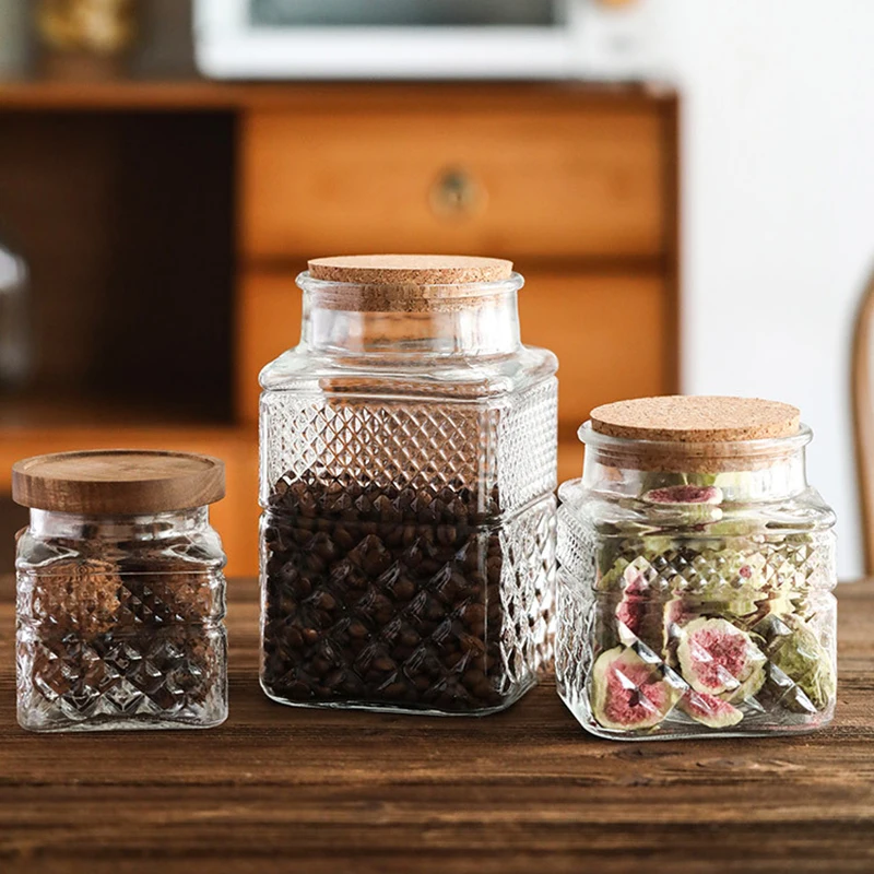 Frasco selado de vidro de gran - Food Storage Jars With Wooden Lids avaliação e preço