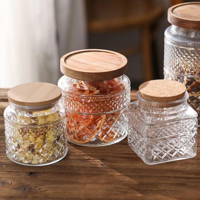 Frasco selado de vidro de gran - Food Storage Jars With Wooden Lids avaliação e preço