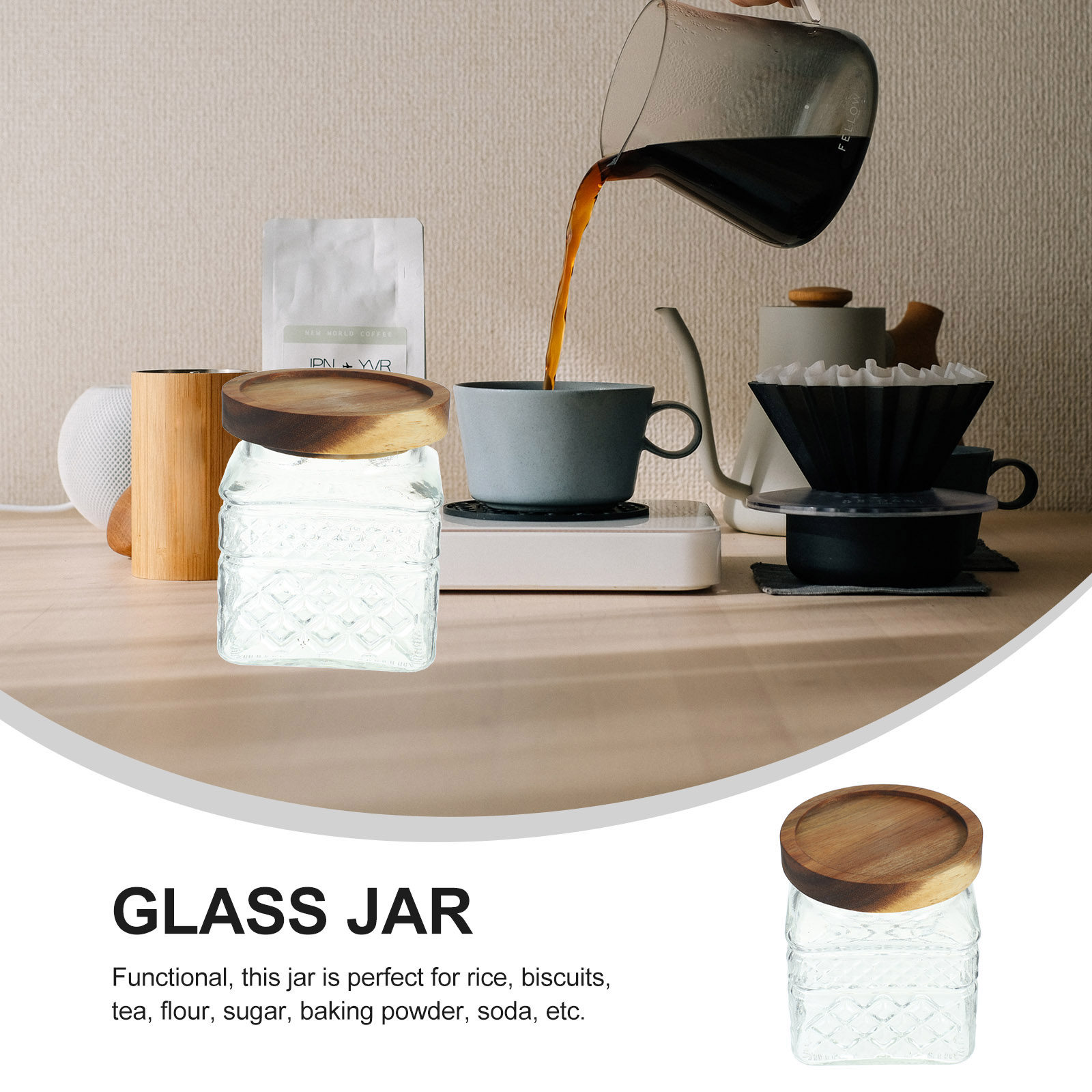 Pote de Vidro para Armazenamen - Food Storage Jars With Wooden Lids avaliação e preço