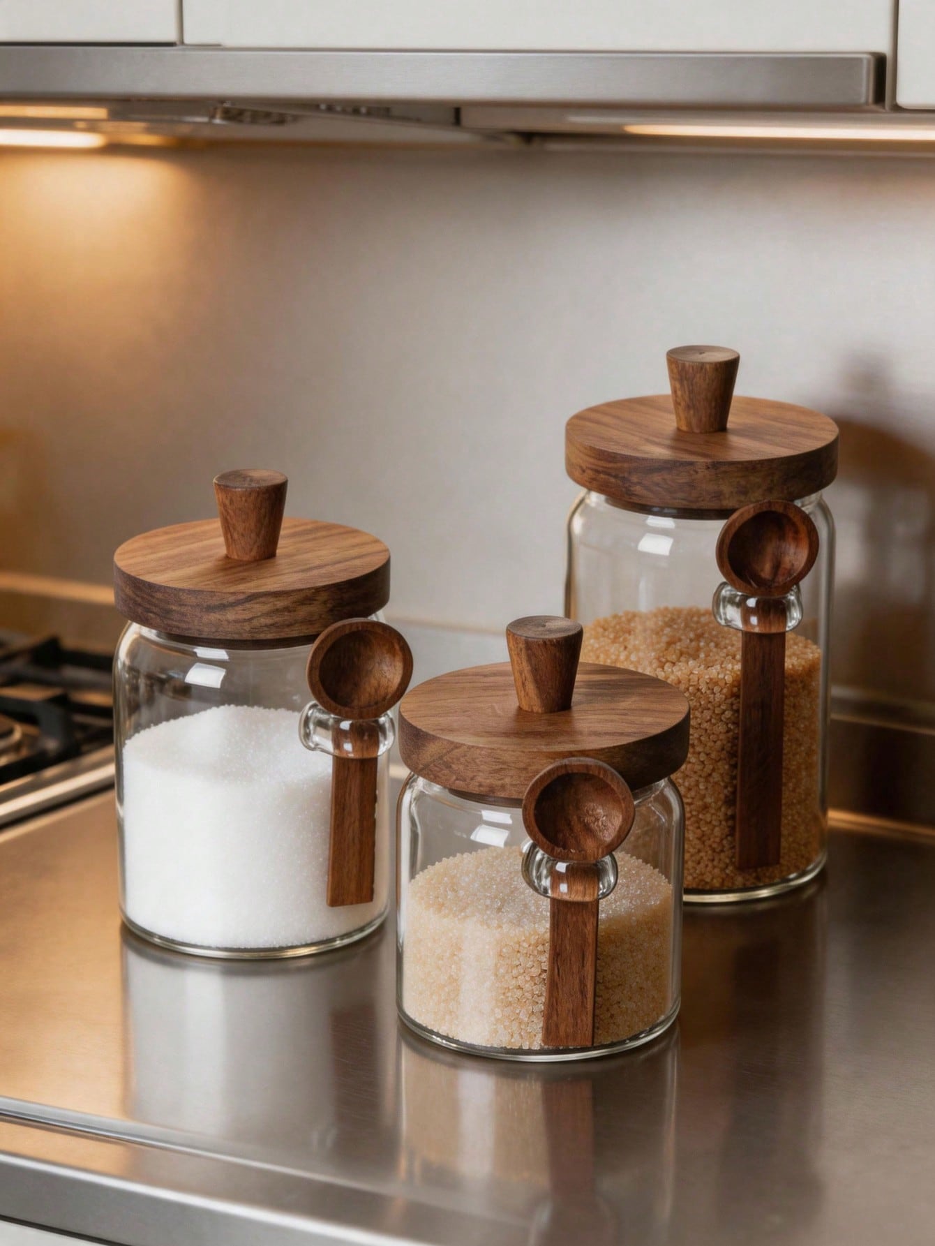 3 unidades de potes de vidro t - Food Storage Jars With Wooden Lids avaliação e preço