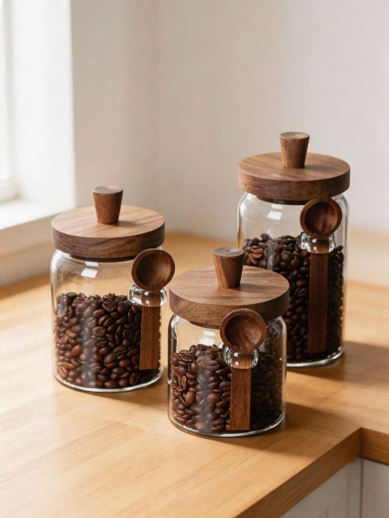 3 unidades de potes de vidro t - Food Storage Jars With Wooden Lids avaliação e preço