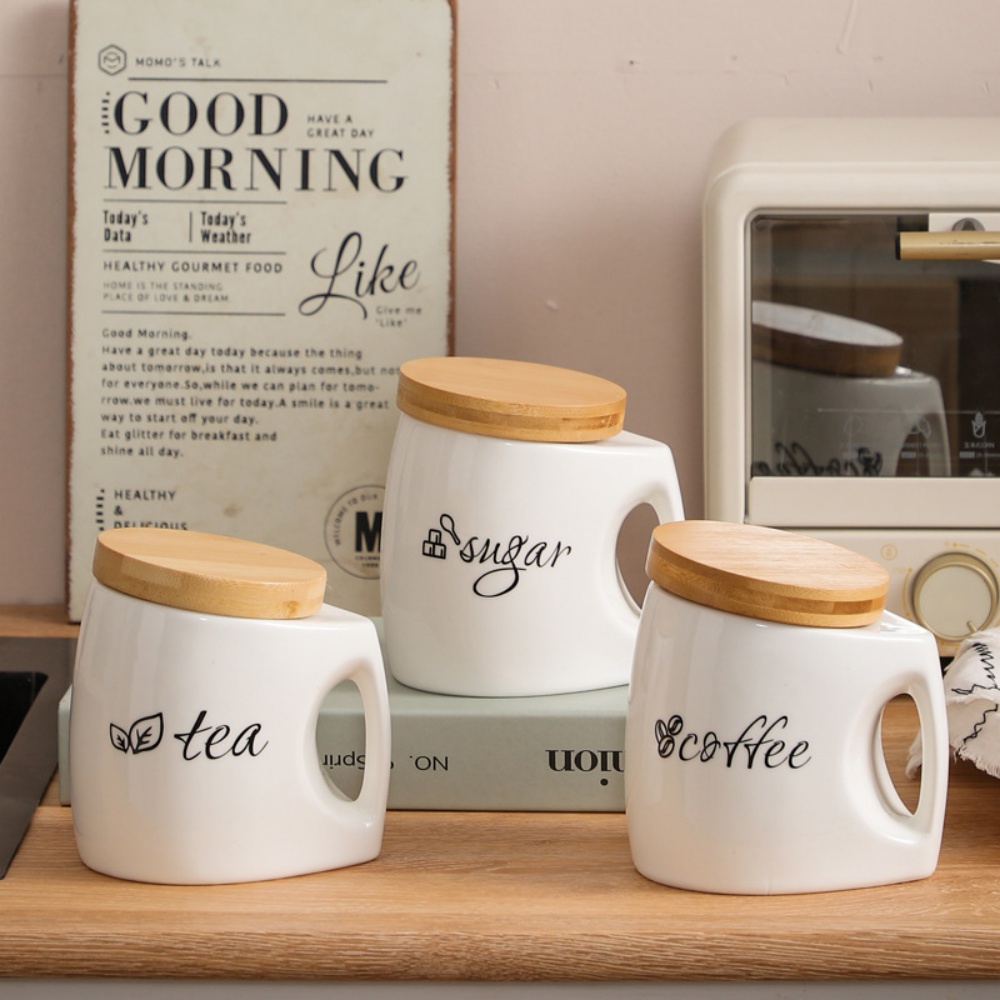 Pote de Cerâmica com Tampa e A - Food Storage Jars With Wooden Lids avaliação e preço