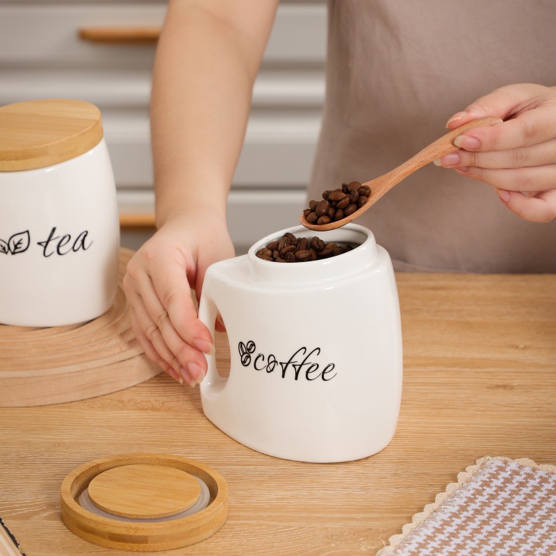 Pote de Cerâmica com Tampa e A - Food Storage Jars With Wooden Lids avaliação e preço