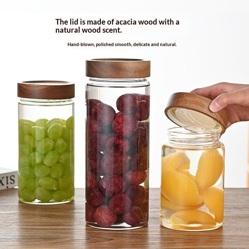 Recipiente de Vidro Transparen - Food Storage Jars With Wooden Lids avaliação e preço