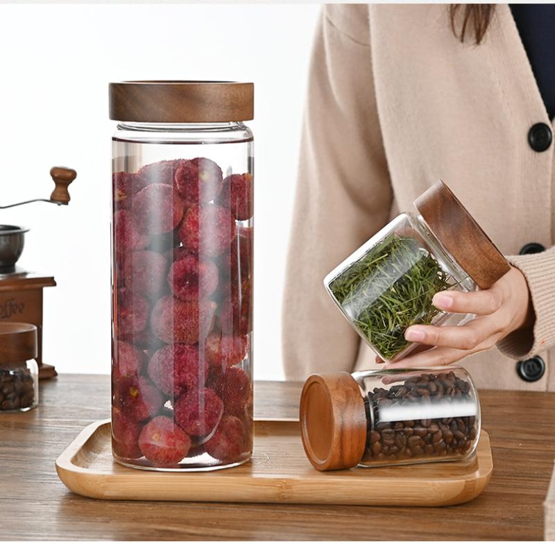 Recipiente de Vidro Transparen - Food Storage Jars With Wooden Lids avaliação e preço